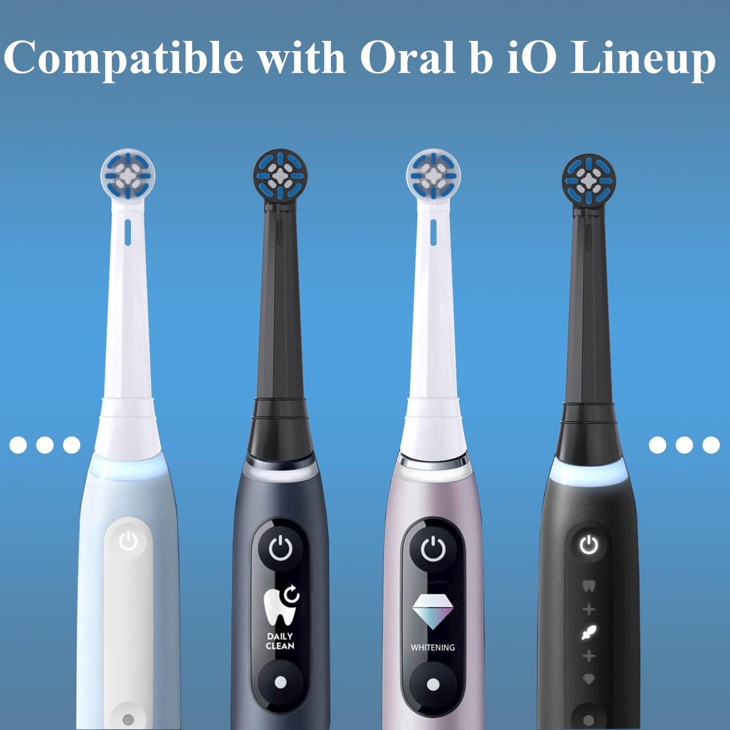 Toothbrush Replacement Heads for Oral b iO Electric Toothbrush, Refill Compatible with Oral b io 3, 4, 5, 6, 7, 8, 9, 10 Series, Dupont Soft Bristles, 8 Pack, Black/White