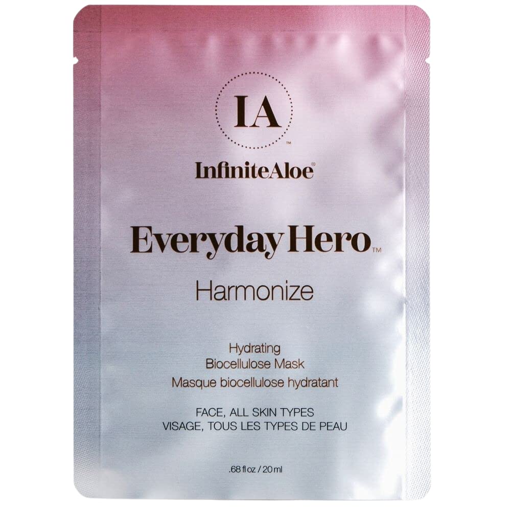 InfiniteAloe Biocellulose Fiber Face Mask, Everyday Hero Harmonize Hydrating Face Mask