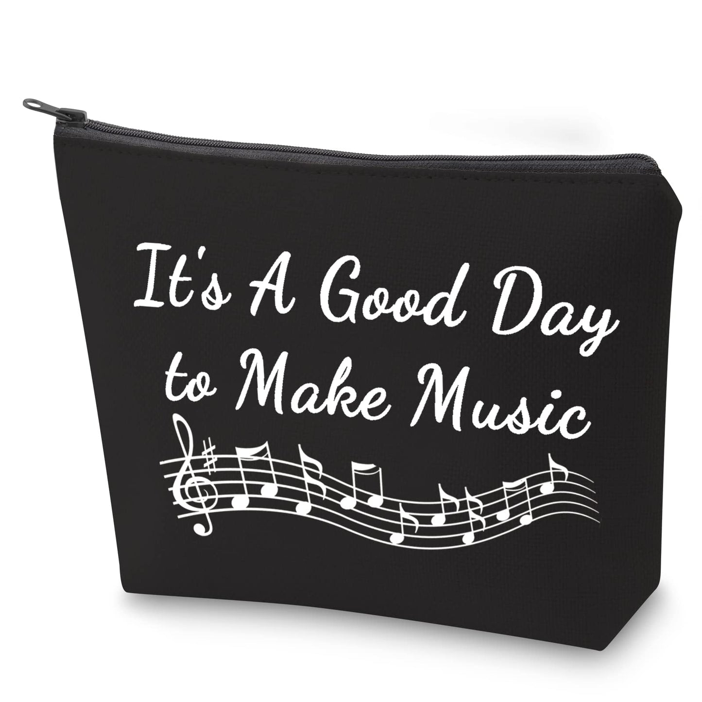 ZJXHPO Music Lover Gift Music Teacher Makeup Zipper Touch Bag It's A Good Day To Make Music Cosmetic Bag Music Survival Kit Travel Case (BL make music)