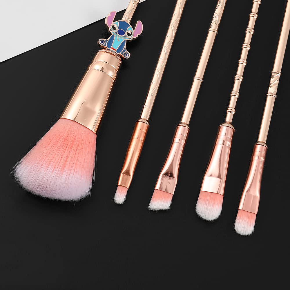 Interstellar Baby Makeup Brushes Set, 5Pcs Creative Stitch Theme Cosmetic Makeup Brush, Premium Synthetic Foundation Eyeshades Brush Sets Best Gifts for Teen Girls Women