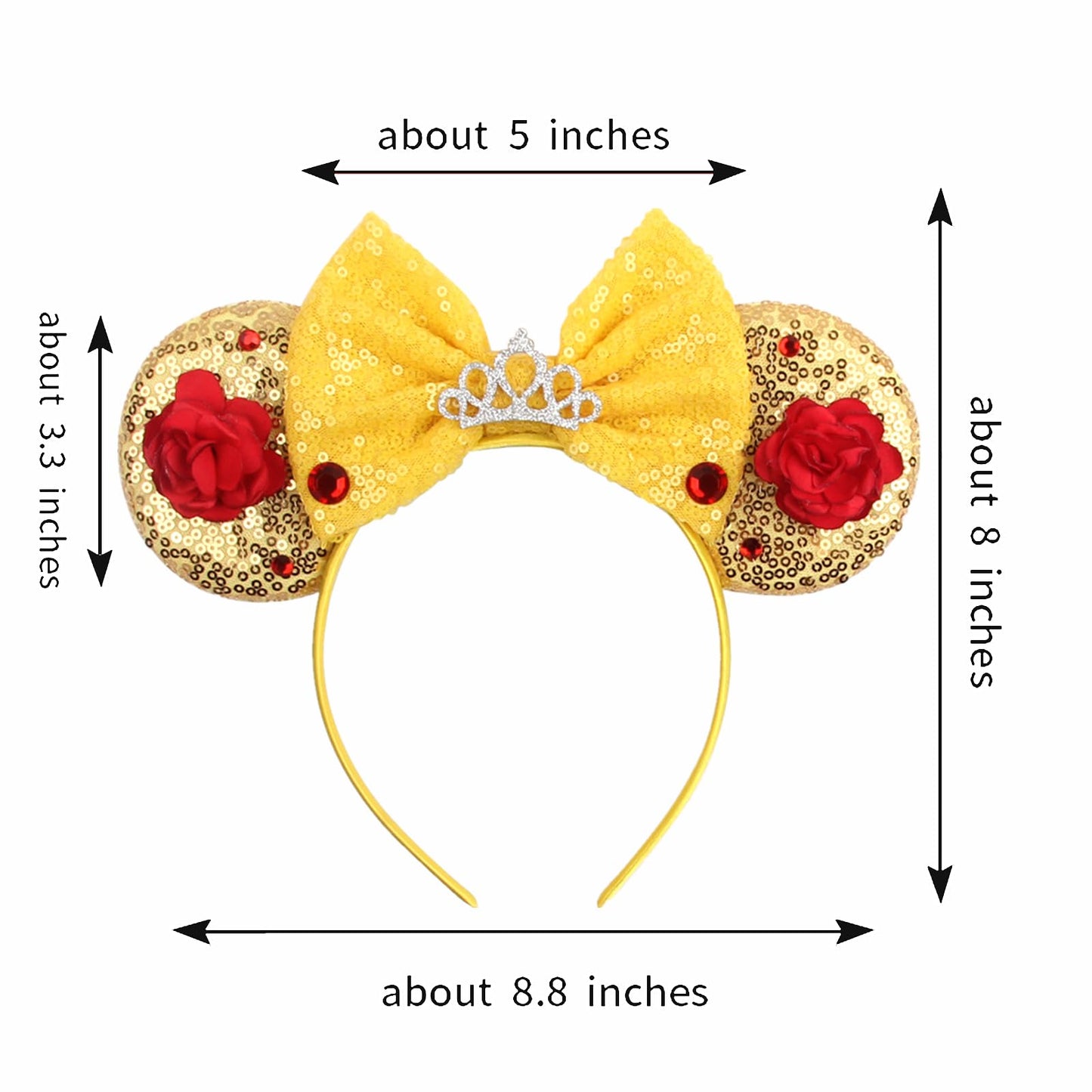 JOYFISCO Mouse Ears Headbands Shiny Bow Mouse Ears Headband Glitter Party Princess Decoration Cosplay Costume for Women Girls