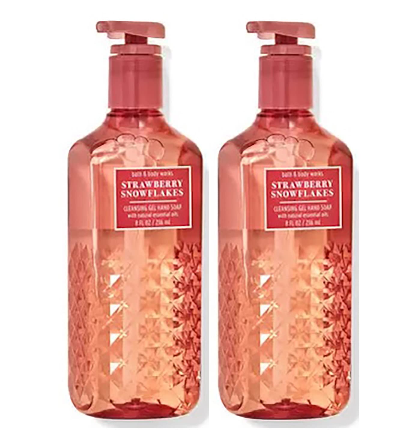 Bath & Body Works Strawberry Snowflakes Cleansing Gel Hand Soap 2 Pack 8 oz. (Strawberry Snowflakes), Total : 16.0 Fl Oz