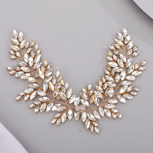 BERYUAN Wedding Crystal Headband Women Hair Vine for Bride Bridesmaid Crystal Headband Wedding handmade GOLD