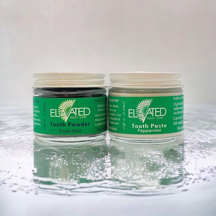 Elevated All Natural Fluoride Free Toothpaste - SLS Free Vegan Toothpaste - Glass Jar - 4 Flavors - Made in USA (Peppermint)