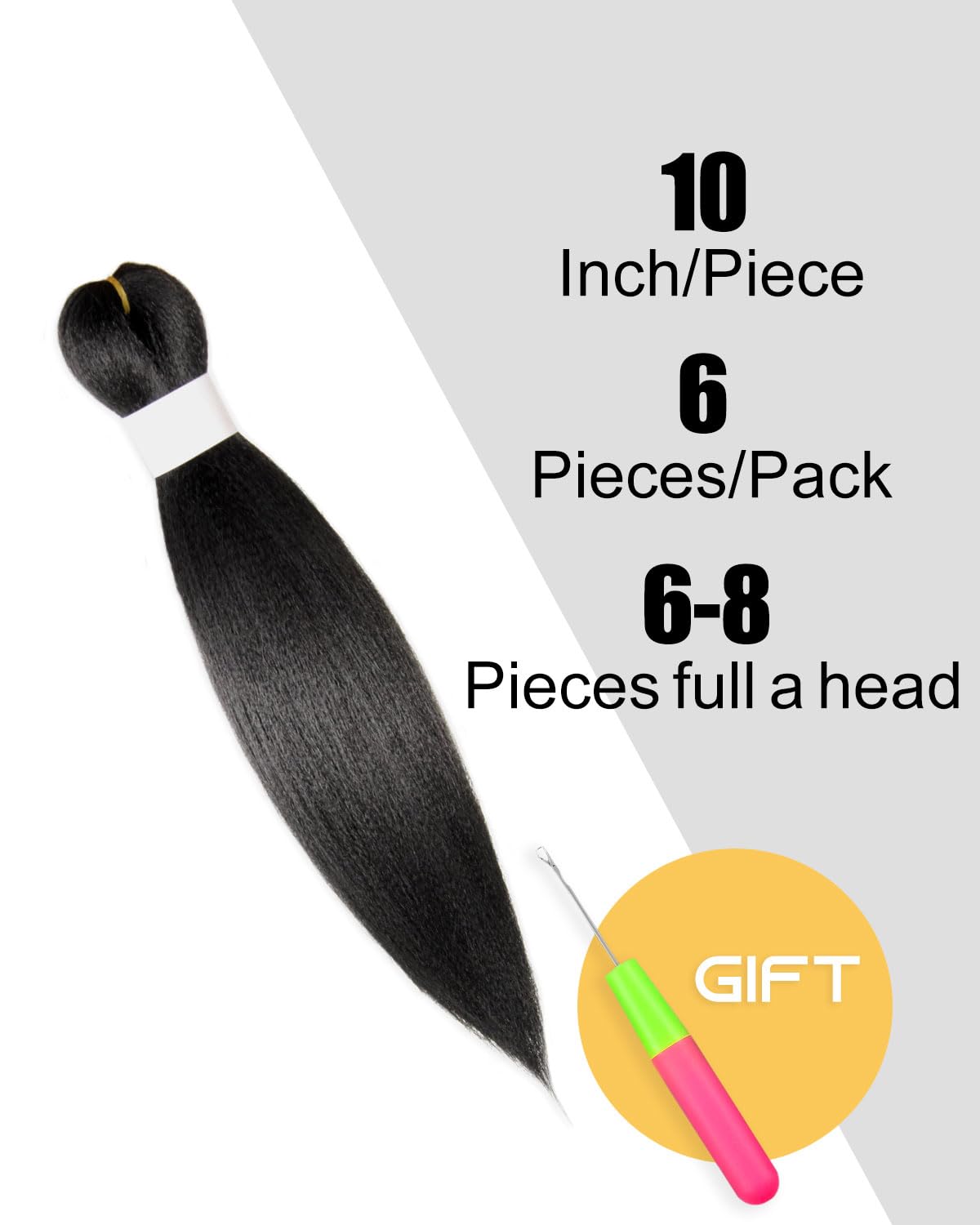 KAVSORAPI Braiding Hair 10 Inch Pre Stretched Hair Color 1 Short Straight Crochet Braids Yaki Synthetic Hair 6 Packs (1#/Jet Black)