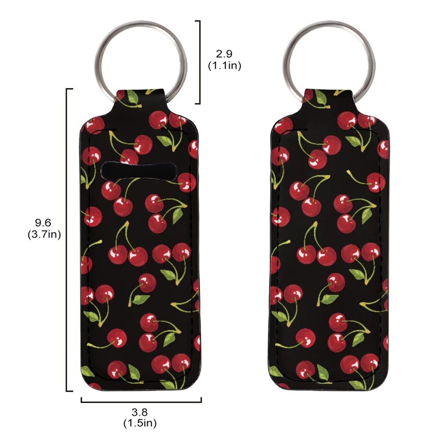 Suobstales 1 Cute Cherry Chapstick Holder 1 Keychain Wristlet Lanyards 1 Mini Bottle Keychain Holder,Neoprene Travel Bottle Keychain Holders Set of 3