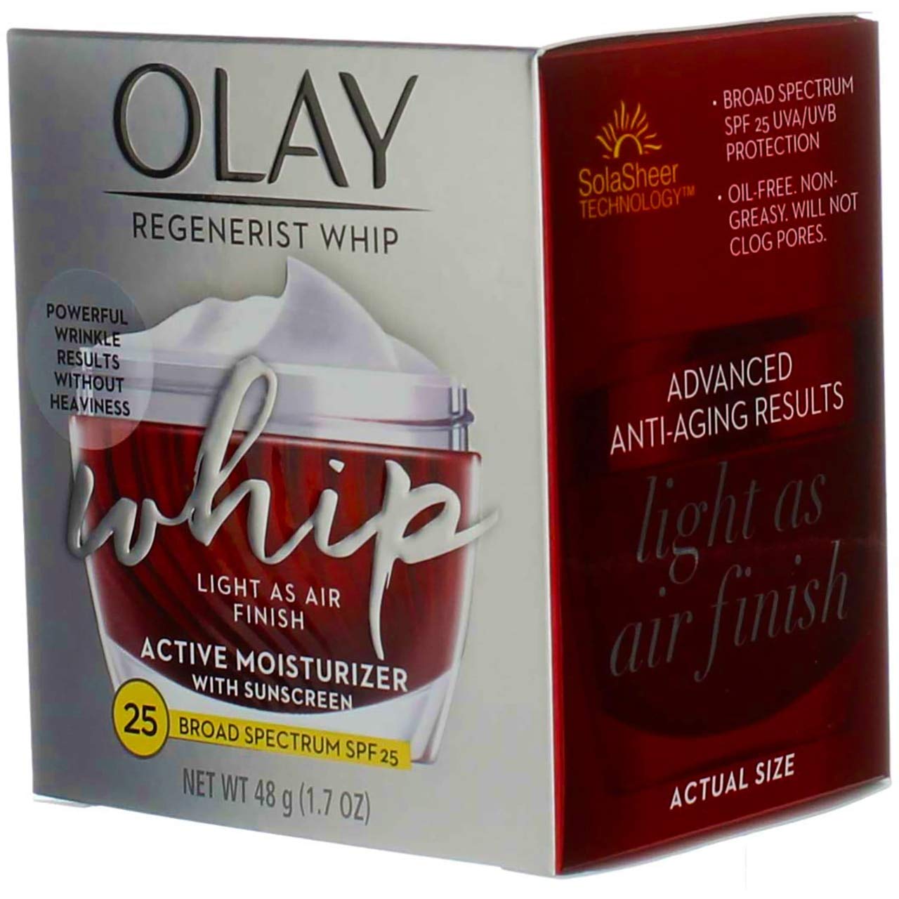 Olay Regenerist Whip Active Moisturizer Spf#25 1.7 Ounce Jar (50ml) (3 Pack)