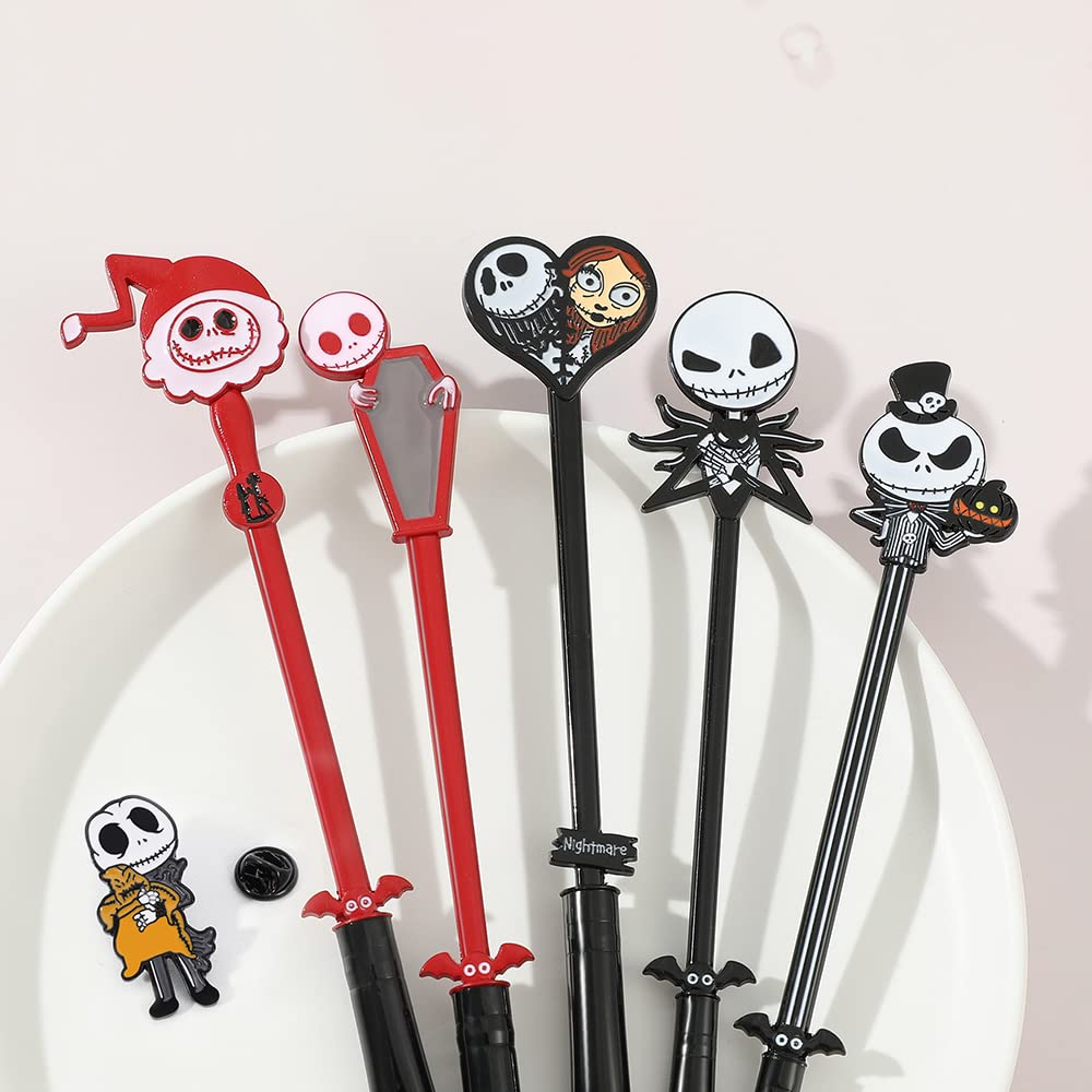 6pcs The Nightmare Before Christmas Makeup Brushes Corpse Bride Anime Makeup Brush Set Jack Skellington Eyeshadow Brushes Halloween Make Up Kit (5PCS Set -1) (6PCS)