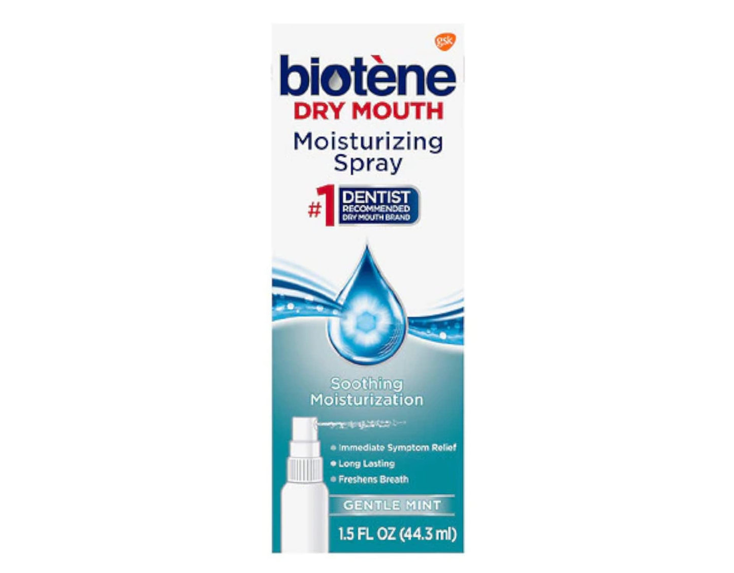 Biotene Moisturizing Dry Mouth Spray, Moisturizing Spray for Dry Mouth and Bad Breath, Gentle Mint - 1.5 fl oz (Pack of 4)