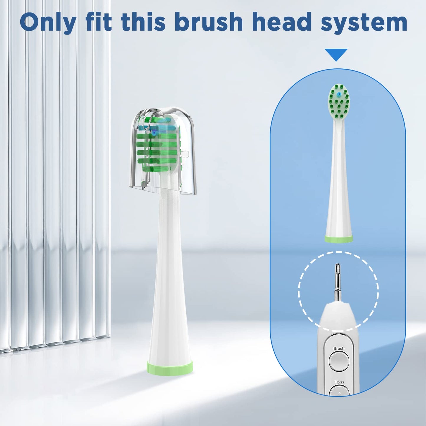 Replacement Toothbrush Heads for Water Pik Sonic Fusion (SF-01 / SF-02 / SF-03 / SF-04), Compact, with Covers, 10 Count, White