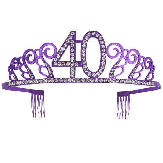 Beaupretty Tiara Princess Number Crown Rhinestone Hair Accessories Princess Tiara Comb Birthday Gift for Women Happy Birthday Crowns Miss Hair Piece European and American Purple