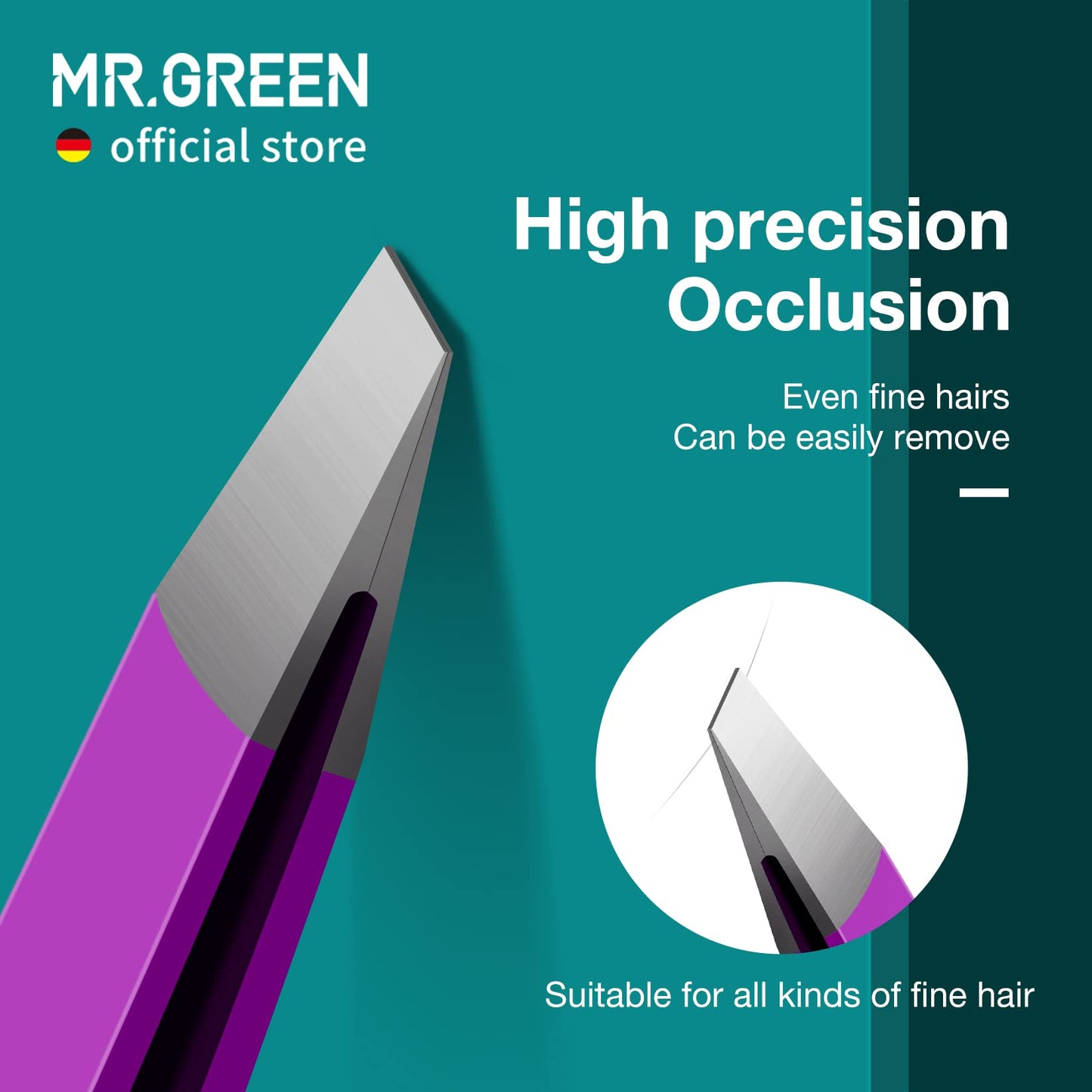 MR.GREEN Eyebrows Tweezers Colorful Beauty Fine Hairs Puller Makeup Tools Stainless Steel Slanted Eye Brow Clips Removal (Purple)