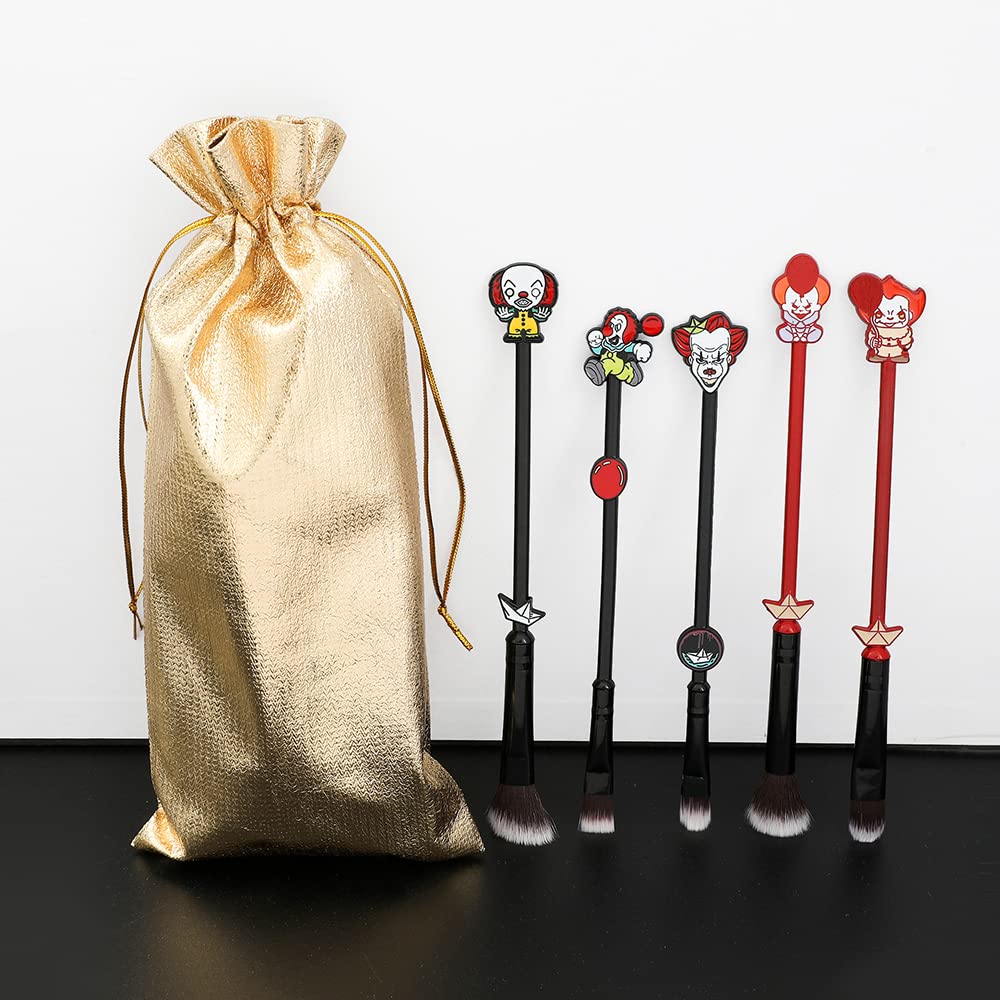 6pcs The Nightmare Before Christmas Makeup Brushes Corpse Bride Anime Makeup Brush Set Jack Skellington Eyeshadow Brushes Halloween Make Up Kit (5PCS Set -1) (6PC PENNYWISE SET)