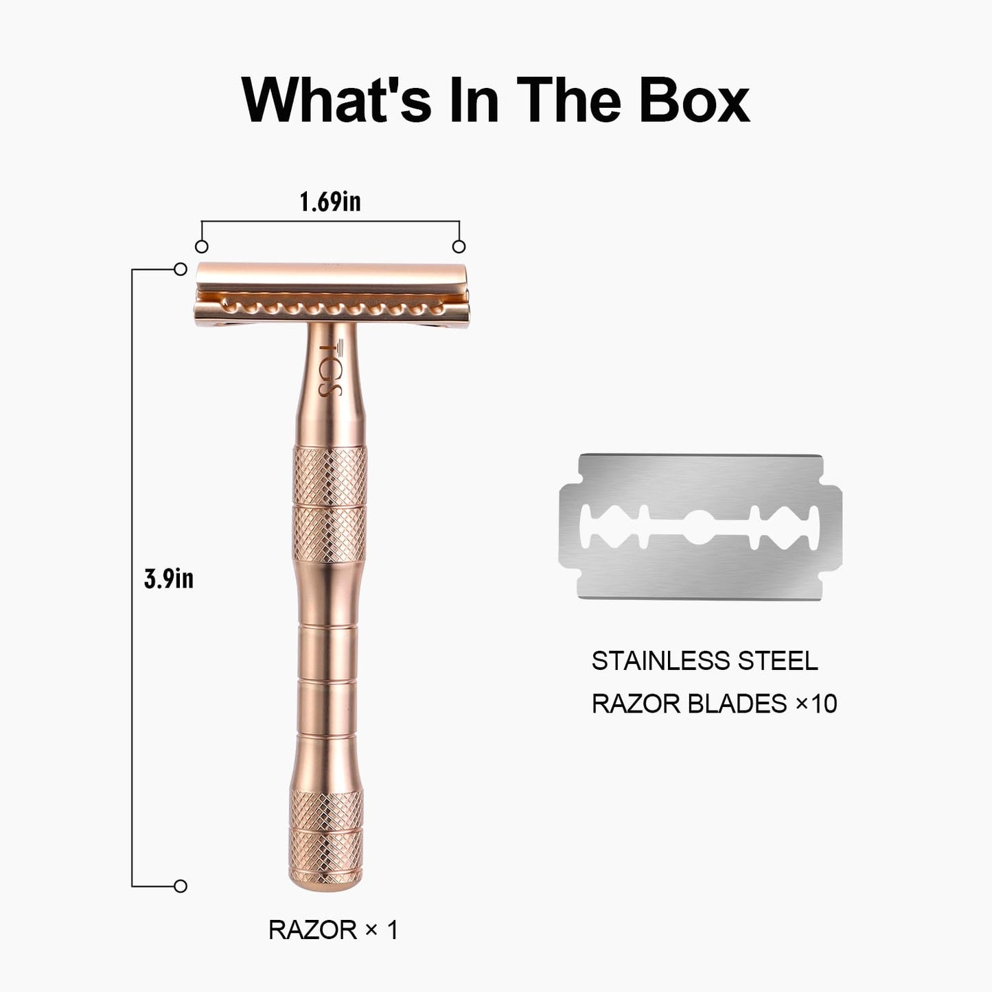 THE GROOMING SOCIETY Safety Razor with 10 Double Edge Blades Refills, Single Blade Razor, Zero Waste Reusable Razor for Men Women, Smooth Closed Shave - Gold