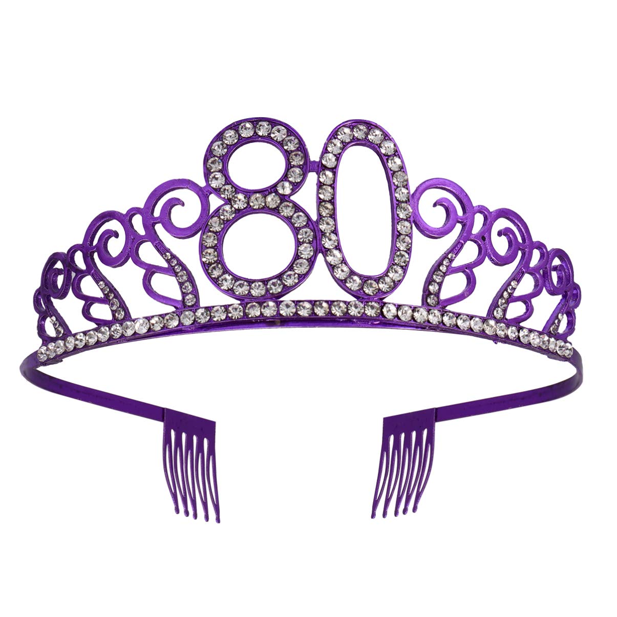 Beaupretty Hair Accessories for Women 80th Birthday Hair Lumae Womens Gifts for Birthday Sparkly Pageant Tiara Princess The Crown Delicate Headwear Bride Number Purple Birthday Hat