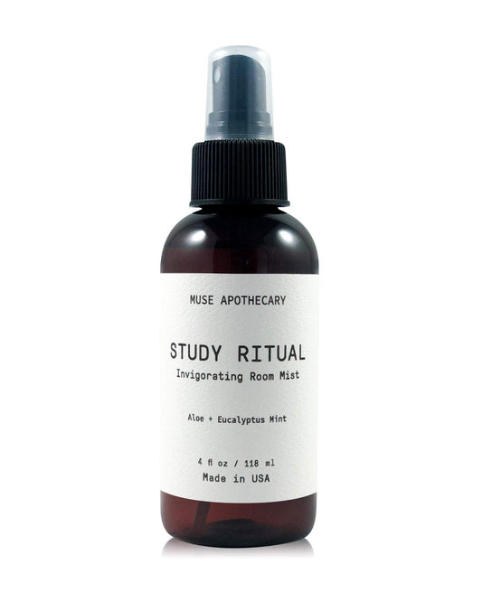 Muse Bath Apothecary Study Ritual - Aromatic and Invigorating Room Mist, 4 oz, Infused with Natural Essential Oils - Aloe + Eucalyptus Mint