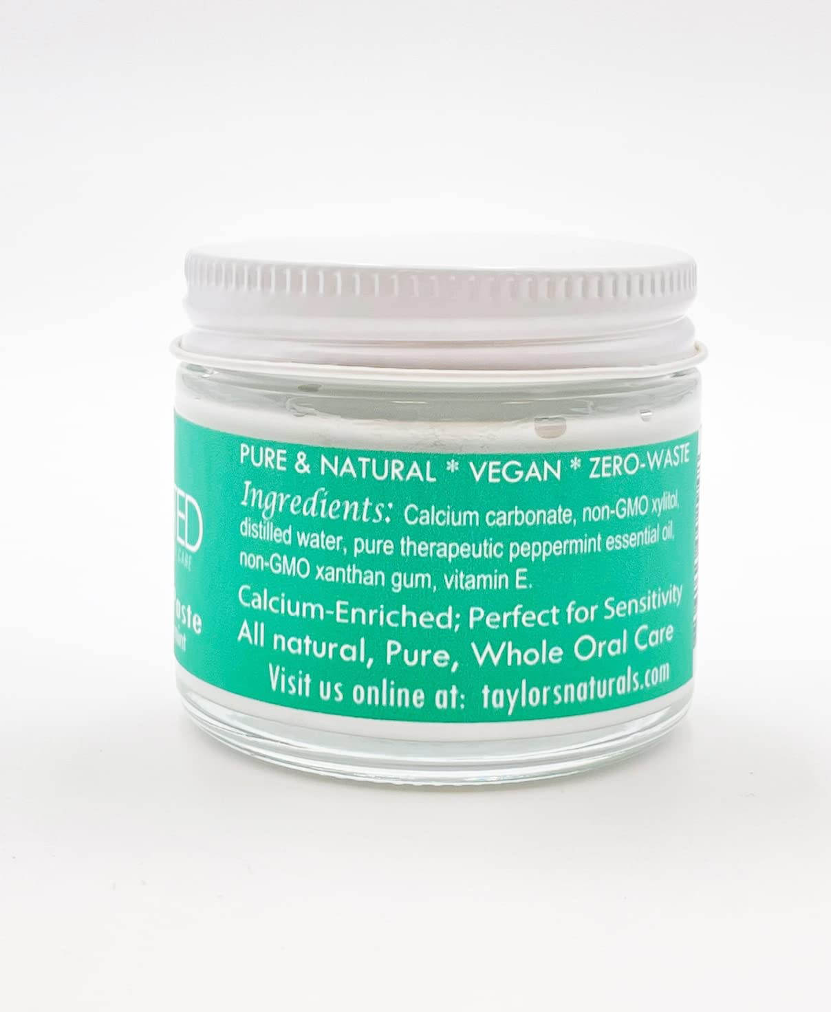 Elevated All Natural Fluoride Free Toothpaste - SLS Free Vegan Toothpaste - Glass Jar - 4 Flavors - Made in USA (Peppermint)