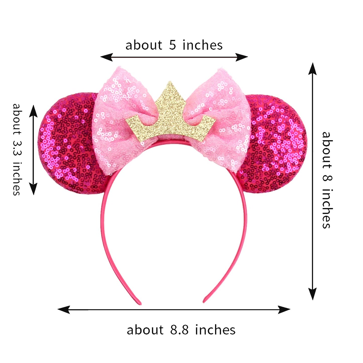 JOYFISCO Mouse Ears Headbands Shiny Bow Mouse Ears Headband Glitter Party Princess Decoration Cosplay Costume for Women Girls