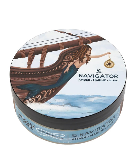 Zingari Man - The Navigator Shave Soap - Smooth Glide Grooming Accessories for Men - Super Strength No Bump Cream and Skin Tight Lotion for the Sophisticated Young or Old Man - 5oz Jar