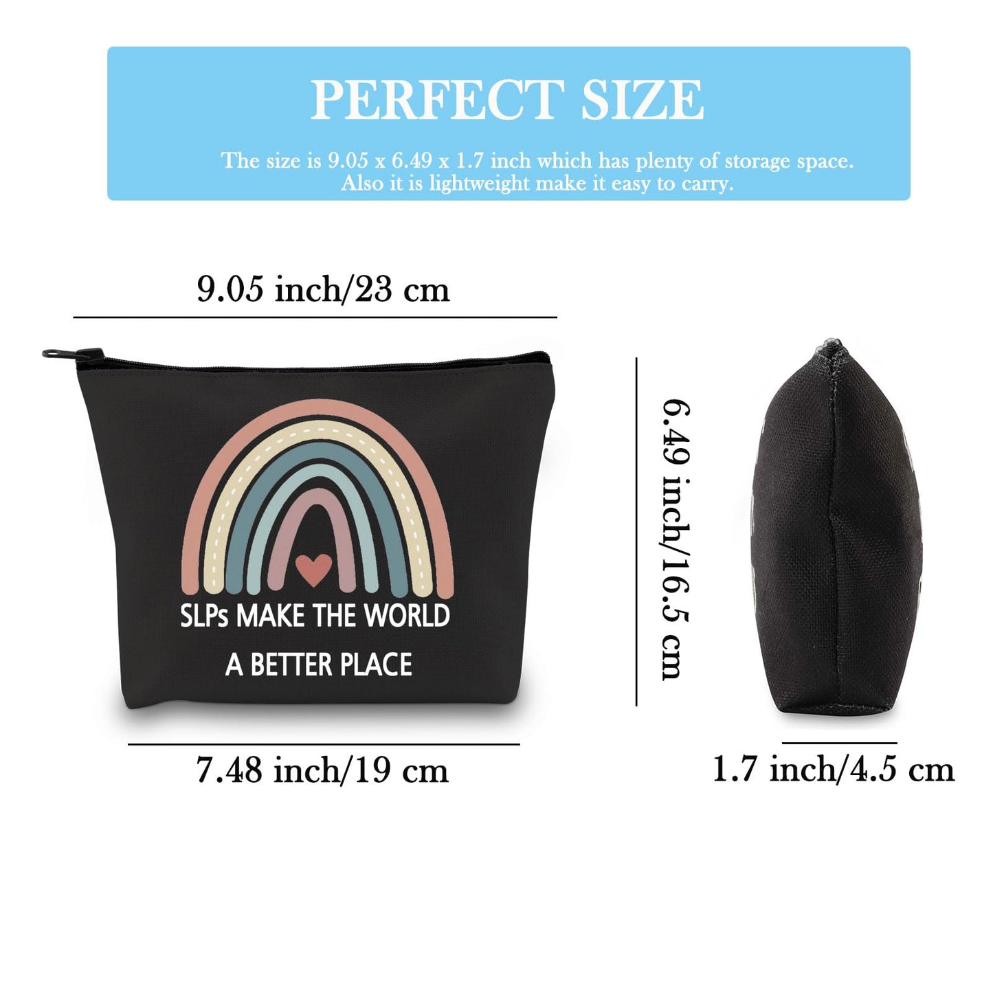 GJTIM SLP Rainbow Zipper Pouch Speech Therapy Gift SLPs Make The World A Better Makeup Bag SLP Graduation Gift for Speech Teacher(SLPs Make Black)