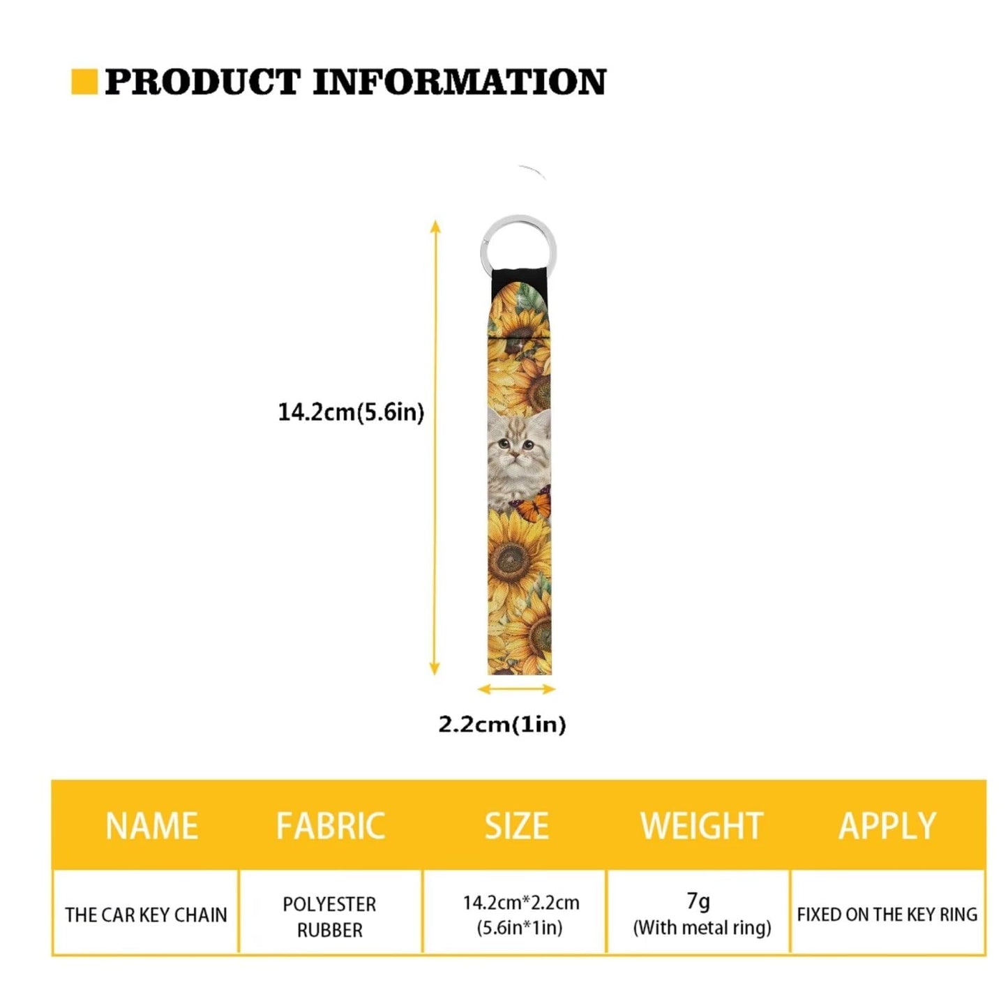 Suobstales Cat Sunflower Butterfly Print Travel Keychain Holders Kits, Travel Bottle Chapstick Lanyard Keychain Holders Set Neoprene Balm Holders Pouch Makeup Storage Organizer, Set of 3