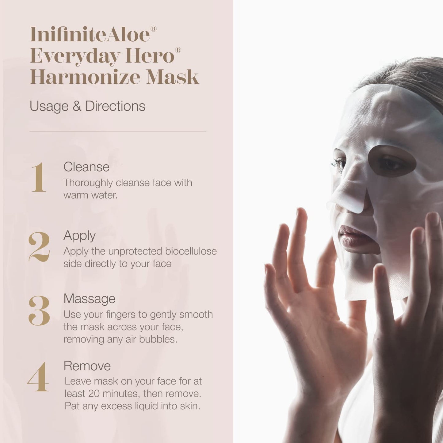 InfiniteAloe Biocellulose Fiber Face Mask, Everyday Hero Harmonize Hydrating Face Mask