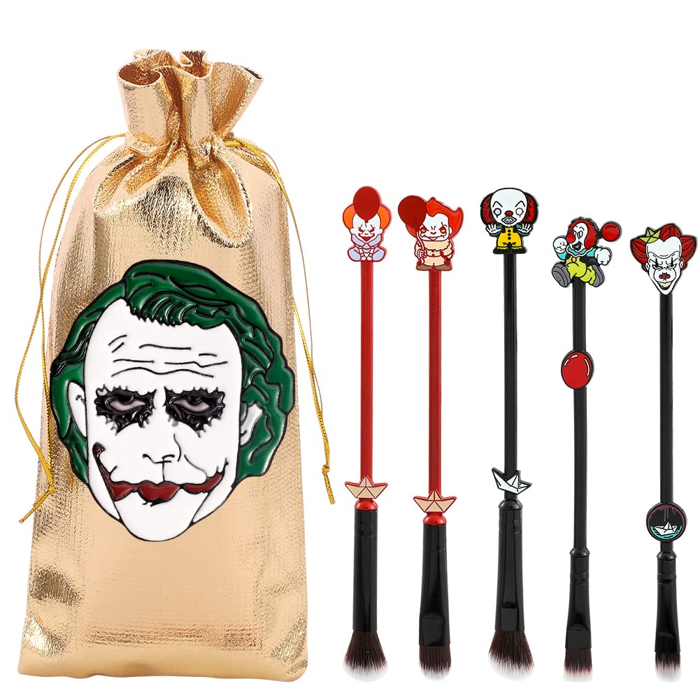 6pcs The Nightmare Before Christmas Makeup Brushes Corpse Bride Anime Makeup Brush Set Jack Skellington Eyeshadow Brushes Halloween Make Up Kit (5PCS Set -1) (6PC PENNYWISE SET)