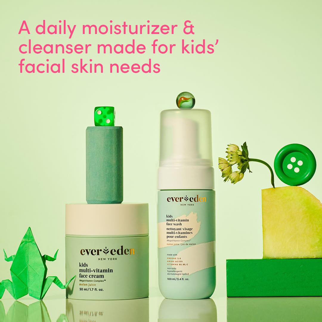 Evereden Kids Face Cream: Melon Juice, 1.7 oz. | Kids Face Lotion | Clean and Non-Toxic Kids Face Moisturizer | Multi-Vitamin Skin Care for Kids