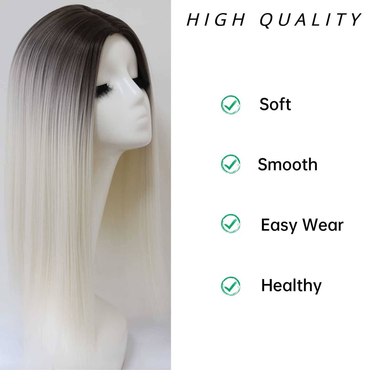 Ombre White Synthetic Wig Middle Part Straight Short Bob Wig For Women Costume Colorful Party Wig Glueless No Lace Easy Wig Cosplay 14 Inch