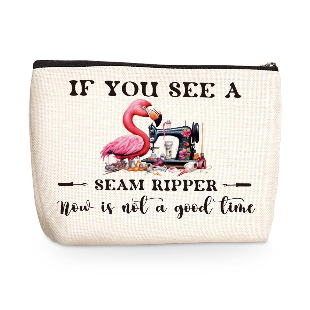 Funny Flamingo Gifts Sewing Accessories Cosmetic Bag Humorous Sewing Gifts Makeup Organizer Bag Quilting Gifts Christmas Birthday Appreciation Gifts Toiletry Bag for Sewing Lover Mother Aunt Sister