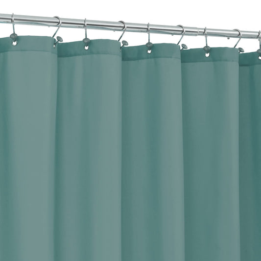 ALYVIA SPRING Teal Fabric Shower Curtain Liner Waterproof - Soft & Light-Weight Cloth Shower Liner with 3 Magnets, Hotel Quality & Machine Washable - Standard Size 72x72, Sea Teal