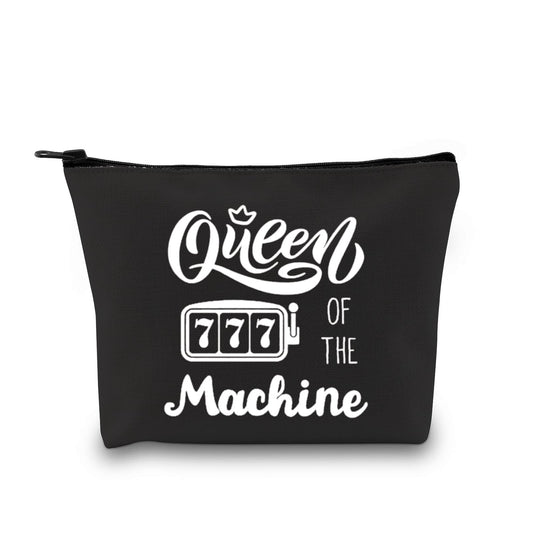 GJTIM Slot Machine Inspired Gift Queen Of The Machine Gambling Zipper Pouch Makeup Bag Gambler Casino Lover Gift (Queen Of The Machine Black)