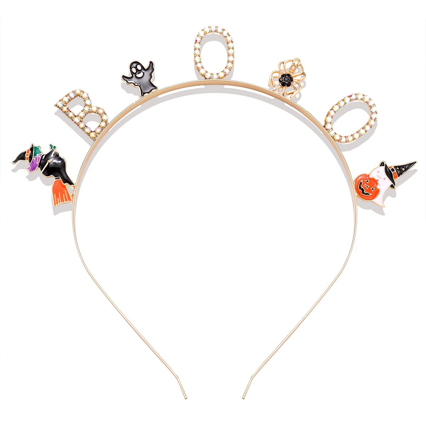 PHALIN Halloween Headbands Rhinestone Ghost Pumpkin Boo Hairbands for Women Halloween Costume Party Hair Accessory Holiday Gifts (AB Color)