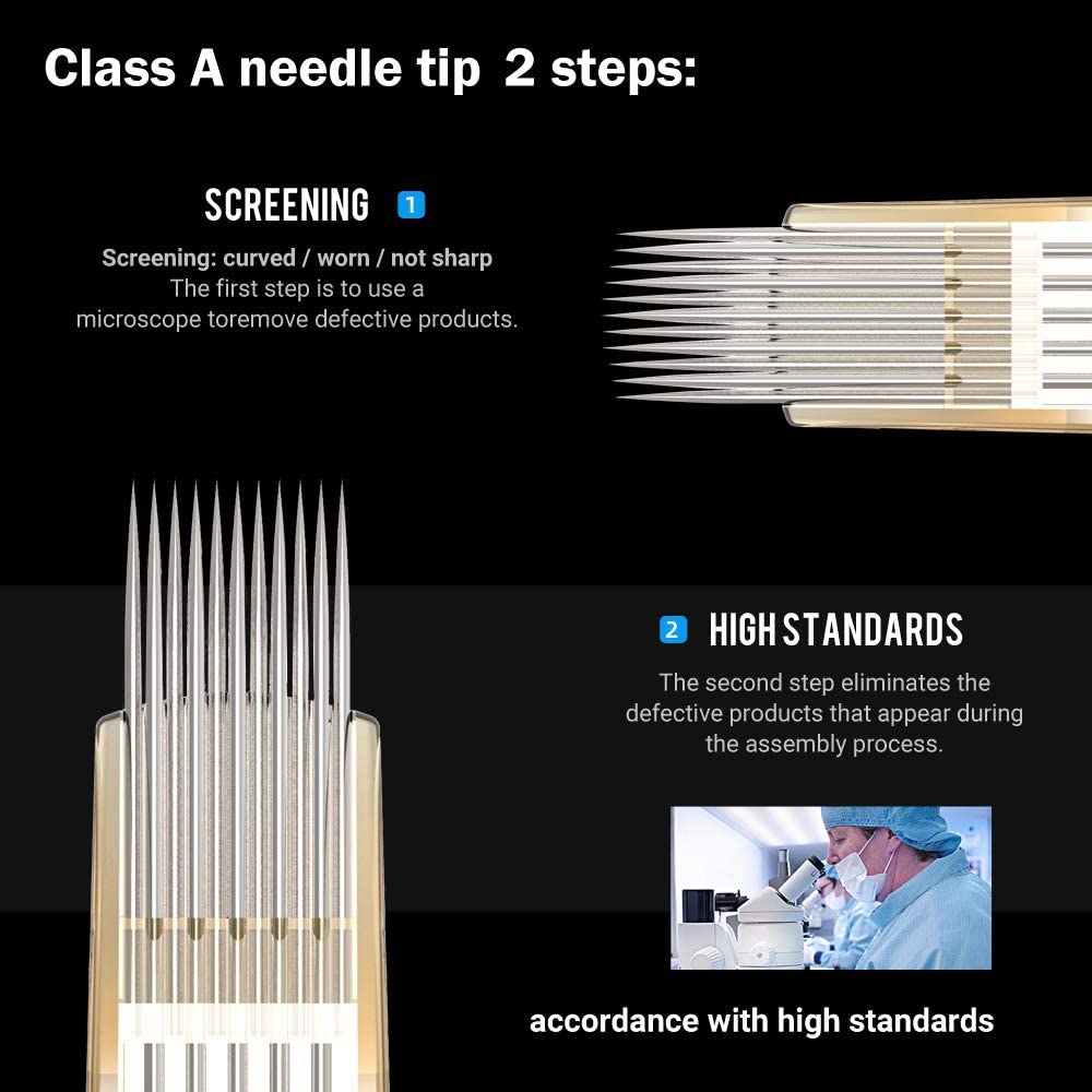 Ambition Premium #10 Bugpin 3RS Disposable Tattoo Needles Cartridges Supply 3 Round Shader 20Pcs for Professionals and Beginners Tattoo Artists