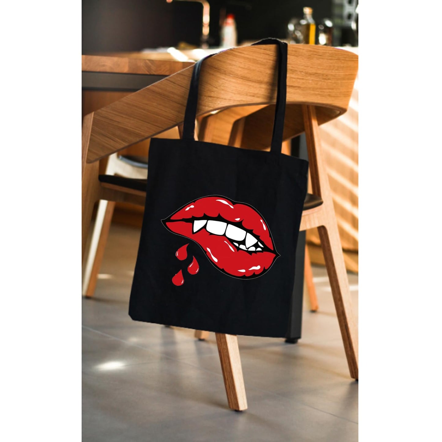 TSOTMO Vampire Inspired Gift I'd Rather Be Watching The Vampire Canvas Tote Bag TV SHOW Fandom Gift (Vamp-Blk canvas)