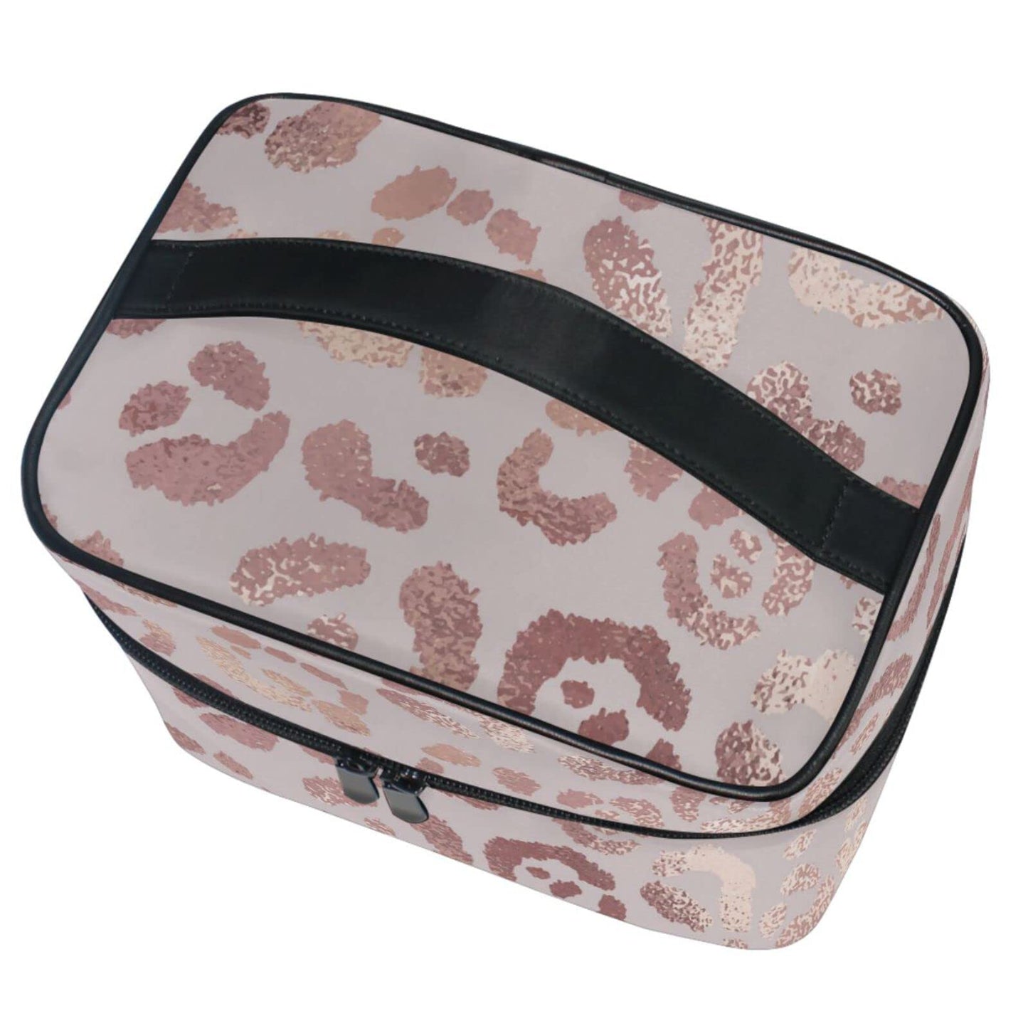 ZOEO Makeup Train Case Rose Gold Leopard Fish Light Summer Gold Korean Carrying Portable Zip Travel Cosmetic Brush Bag Organizer Large for Girls Women