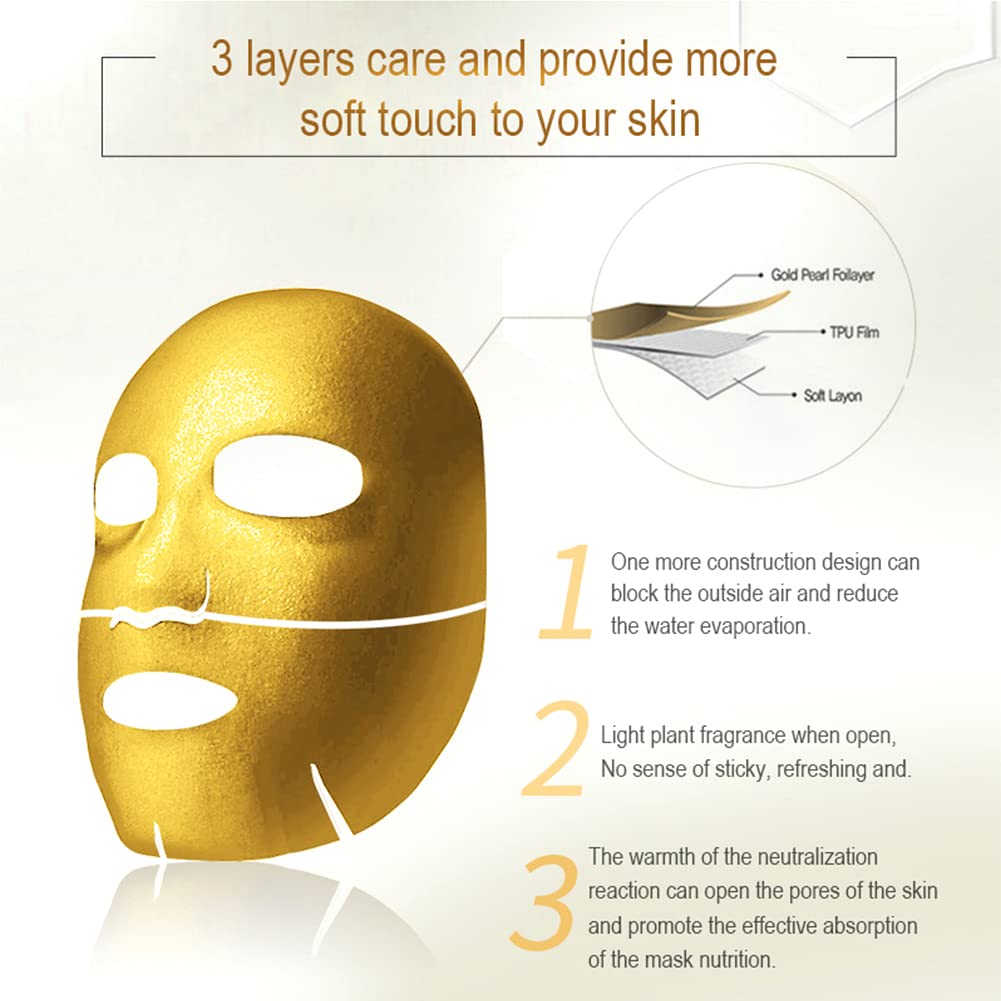 MOND'SUB 24K Gold Face Firming Mask (6-Pcs) - Anti Aging, Brightening, Hydrating, Hydrating & Firming Facial Mask - Boosting Collagen Facial Mask -Reduces Fine Lines and Wrinkles - Both Men&Women