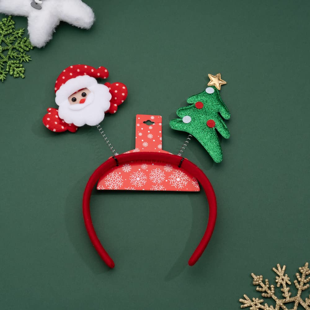 Madison Tyler Christmas Santa Claus and Christmas Tree Bouncing Headband for Kids | Cute Soft Headbands for Christmas Party | Holiday Gifts for Girls and Women