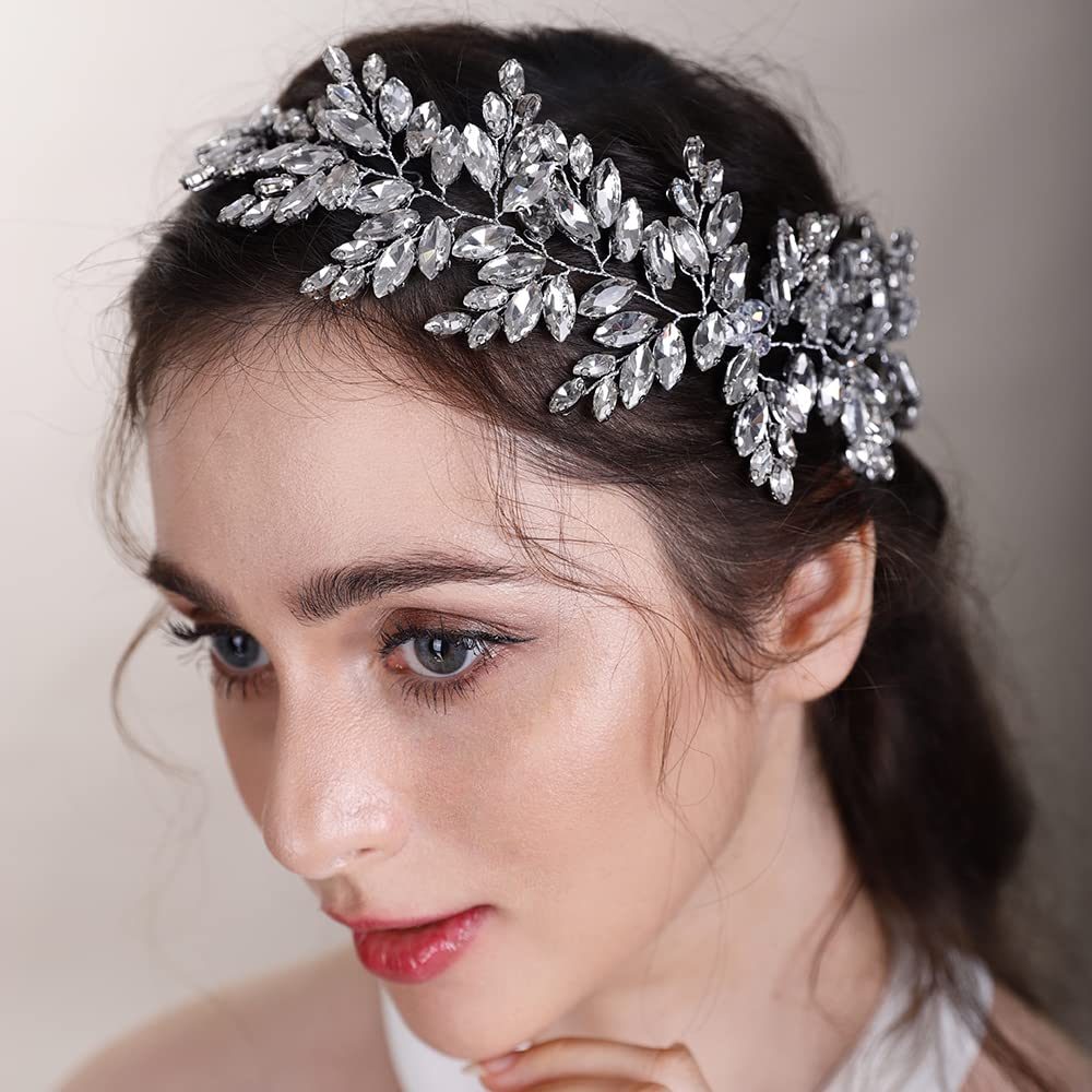 BERYUAN Black Color Wedding Crystal Headband Women Hair Vine for Bride Bridesmaid Crystal Wedding Headband hair vines for wedding hairstyles