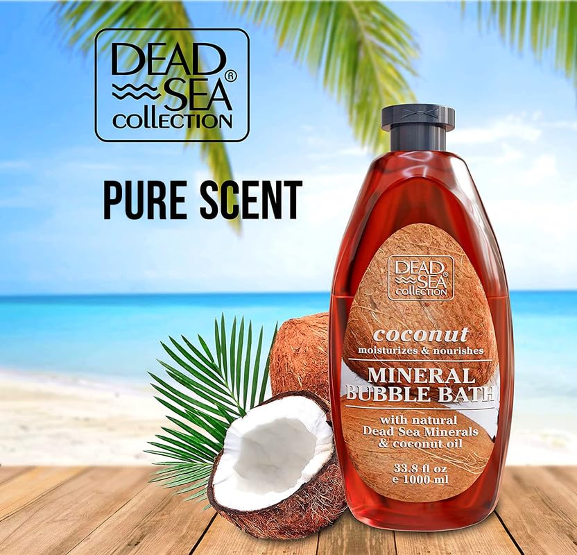 Dead Sea Collection Bubble Bath for Women and Men - with Coconut Oil and Pure Minerals - Nourishing and Moisturizing Skin - Pack of 2 (67.6 fl.oz)