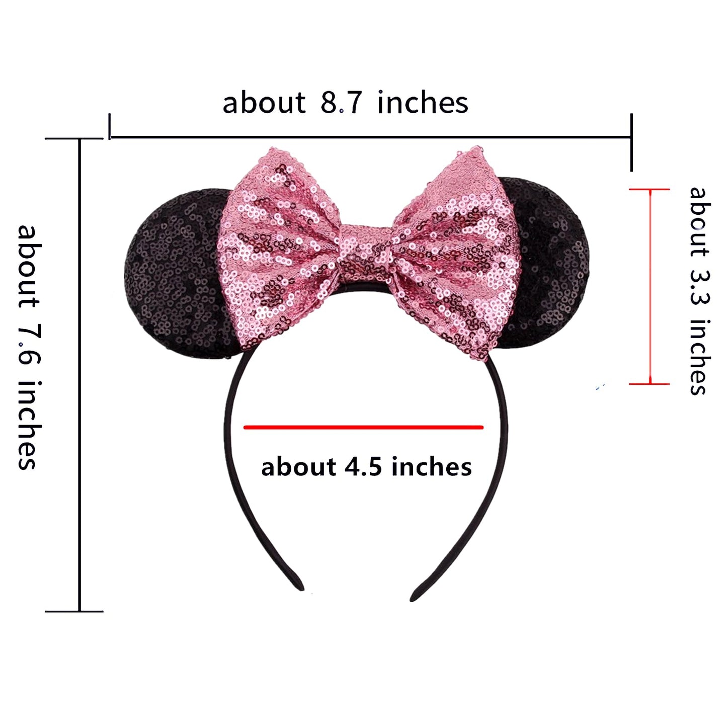 JOYFISCO Mouse Ears Headbands Shiny Bow Mouse Ears Headband Glitter Party Princess Decoration Cosplay Costume for Women Girls