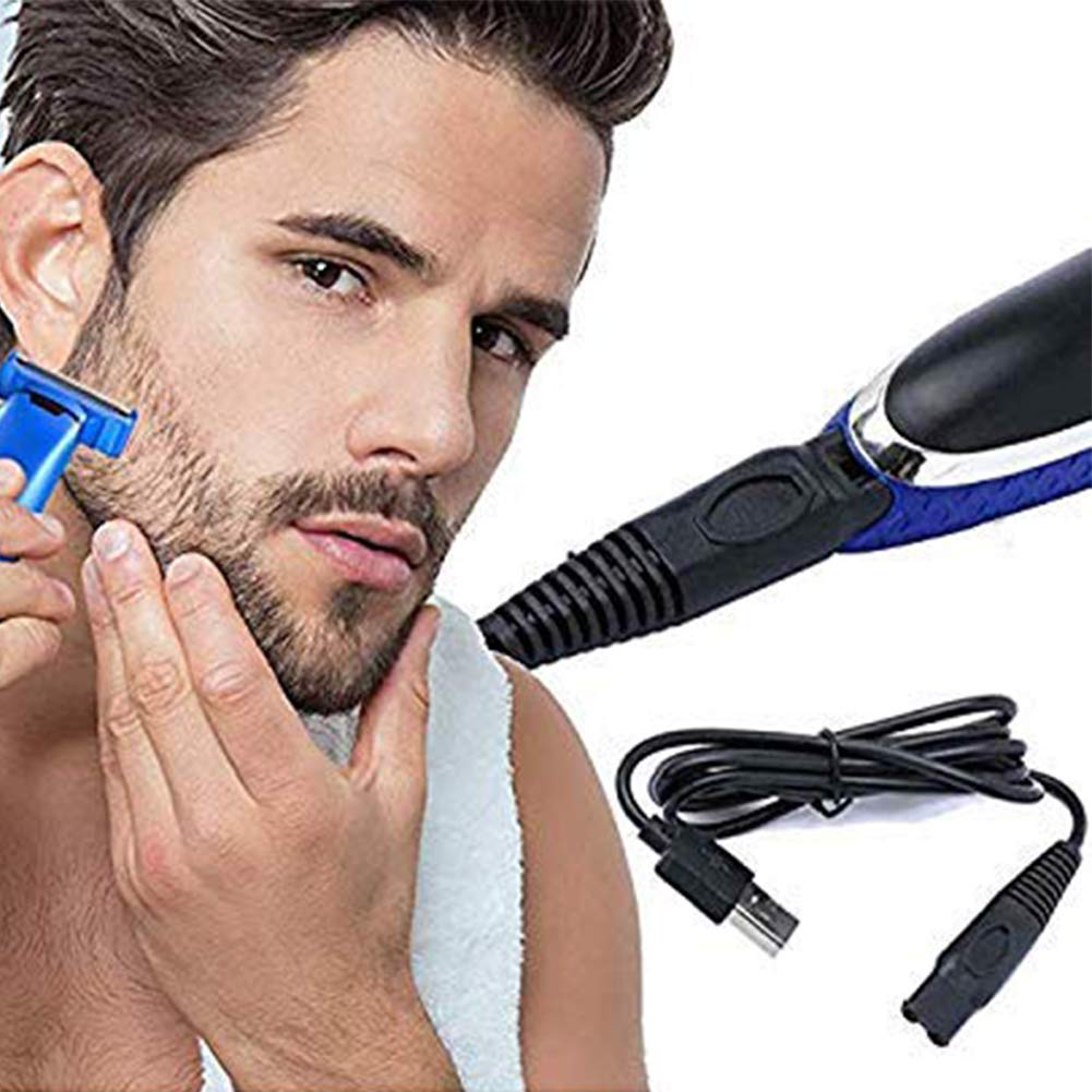 INVODA Shaver Head Replacement Charger and Brush for Electric Solo Shaver Cleaning Bursh USB Data Cable Power Trimmer Solo Head Replacement Charge Line (4Shaver Head & Cord&Brush)