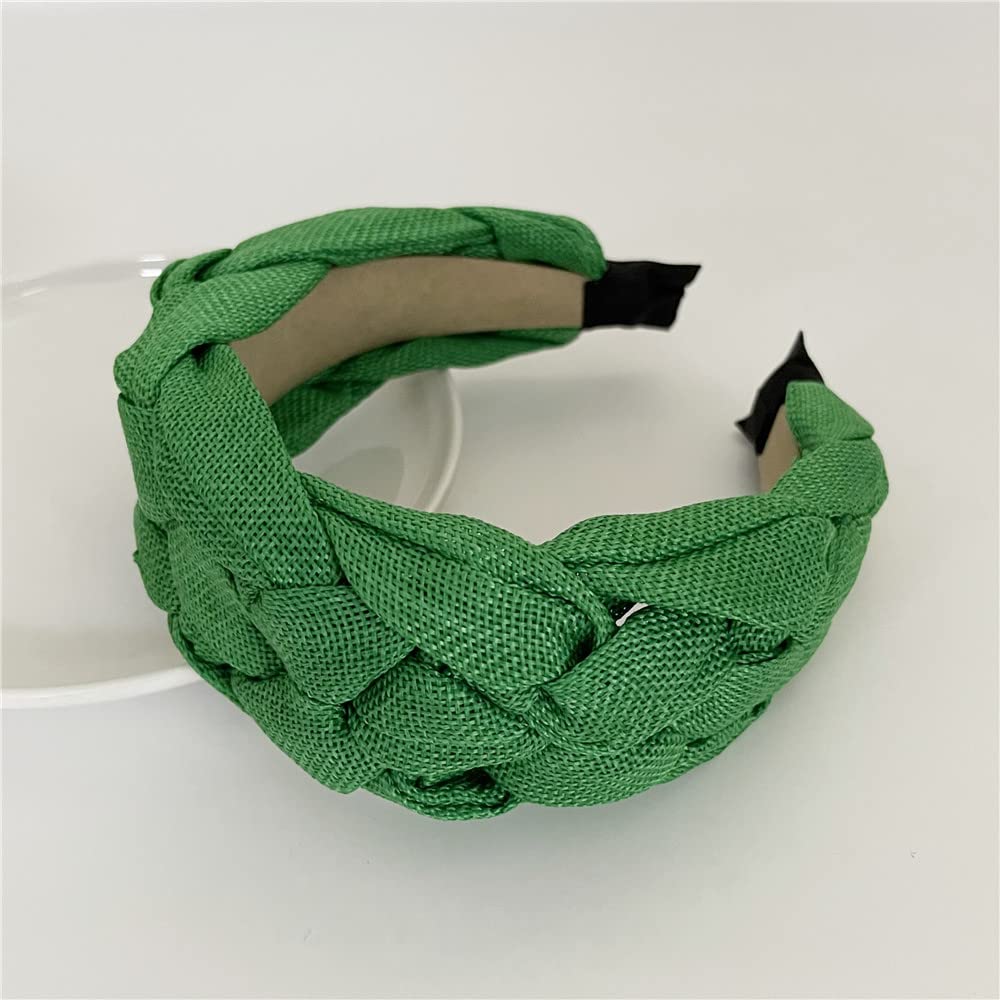 QTMY Braided Knotted Headband for Women,Boho Hippie Headband Hair Hoop Accessories Headwear Jewelry,725-23 (Green)