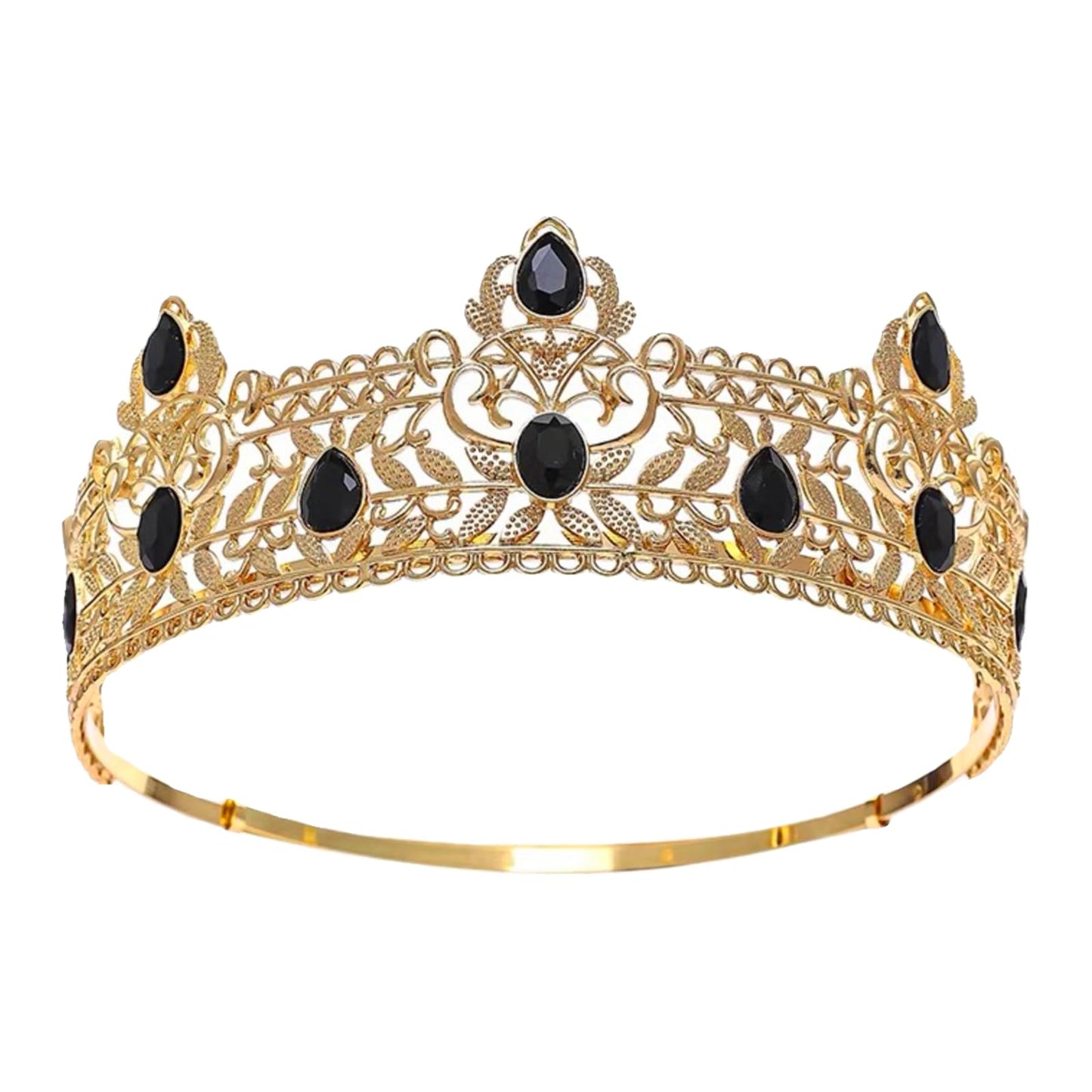 Adjustable King Queen Crown Colorful Black Headband for Men Women Prom King Queen Tiara Gift