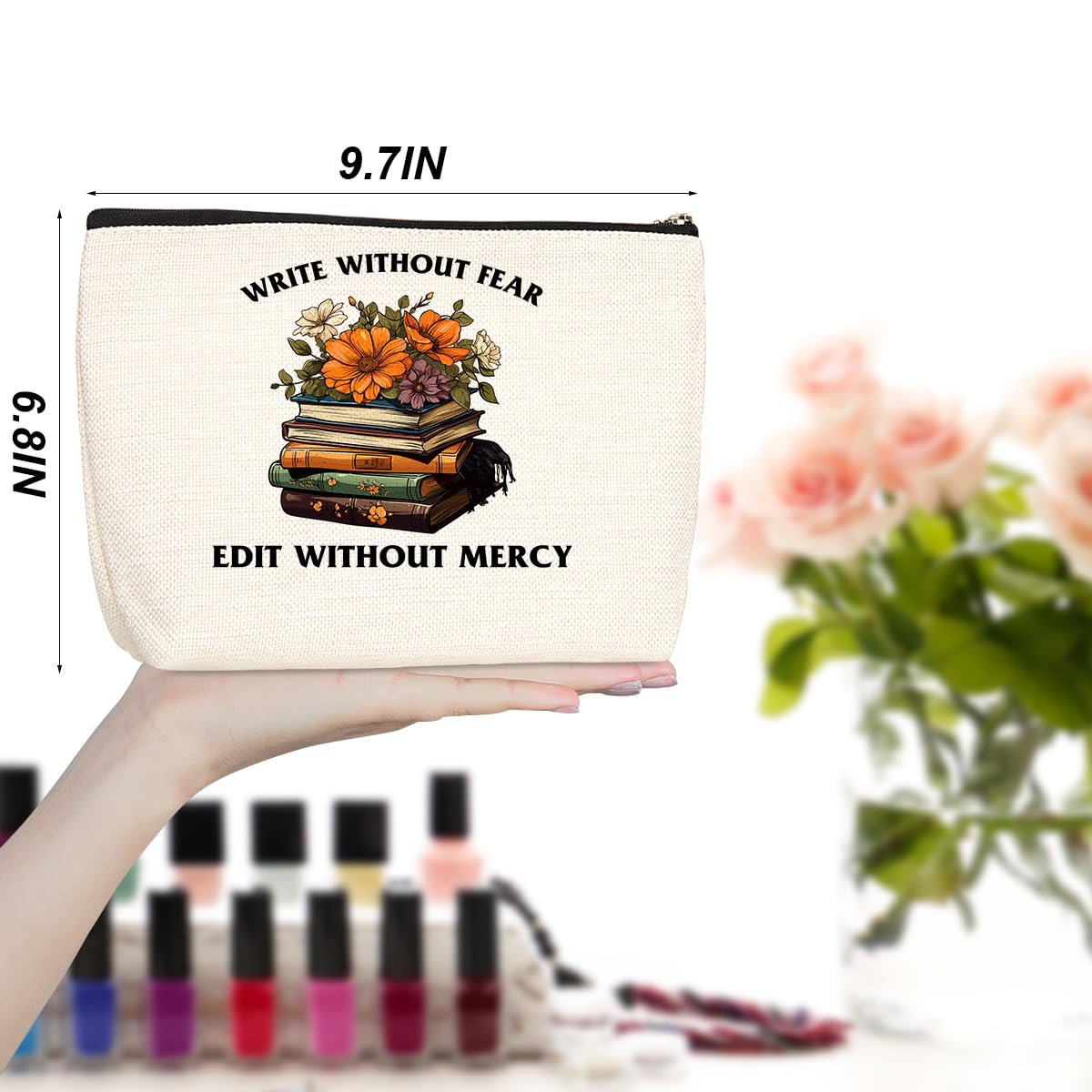 Motivational Writer Gifts Makeup Bag Inspirational Cosmetic Travel Bag Christmas Birthday Appreciation Gifts Toiletry Bag for Women Skincare Bag Literary Friendship Gifts for Author Novelist Editor