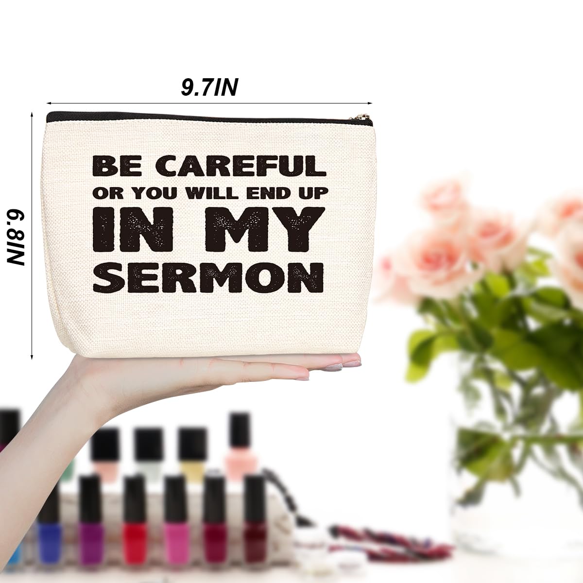 Novelty Christian Gifts Cosmetic Bag Sarcastic Pastor Gifts Makeup Organizer Bag Religious Gifts Travel Toiletry Bag Pastor Appreciation Gifts Birthday Christmas Baptism Church Gifts for Preaches