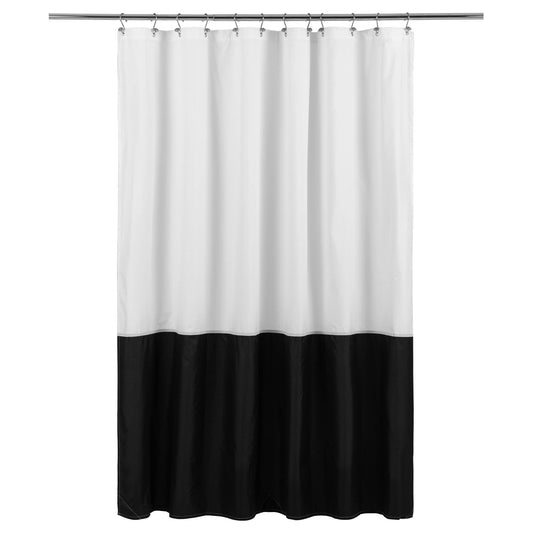 Waterproof Fabric Shower Curtain Liner - Soft & Light-Weight Cloth Shower Curtain with 3 Bottom Magnets, Hotel Quality & Machine Washable - Standard Size 72x72, Color Block Black and White