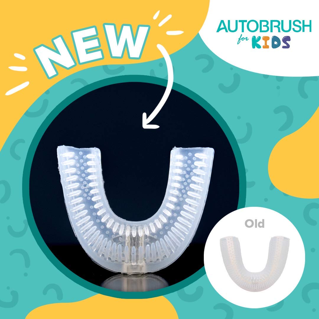 autobrush Silicone U Shaped Brush Head Replacement, Brush Head Refills, 360 Degree Oral Teeth Cleaning, Automatic Toothbrush Head Accessories, Adult and Kid Sizes (Ages 3-4, 2-Pack, Kids)