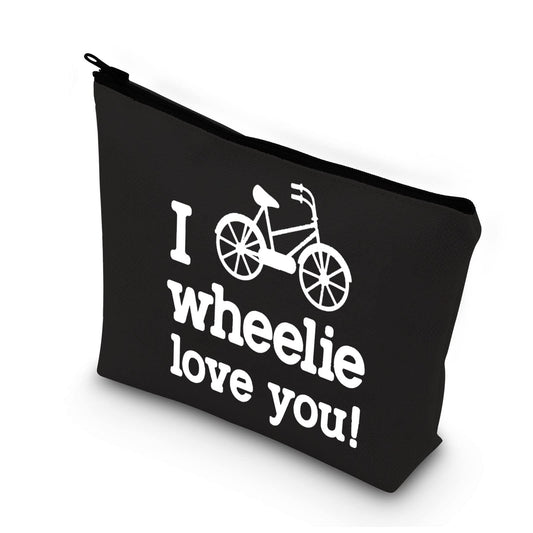 BDPWSS Cycling Gift Cyclist Gift Mountain Bike Lover Makeup Bag Bicyclists Gift For Biker Rider Gift Drive Safe Gift Bag (I wheelie love you bl)