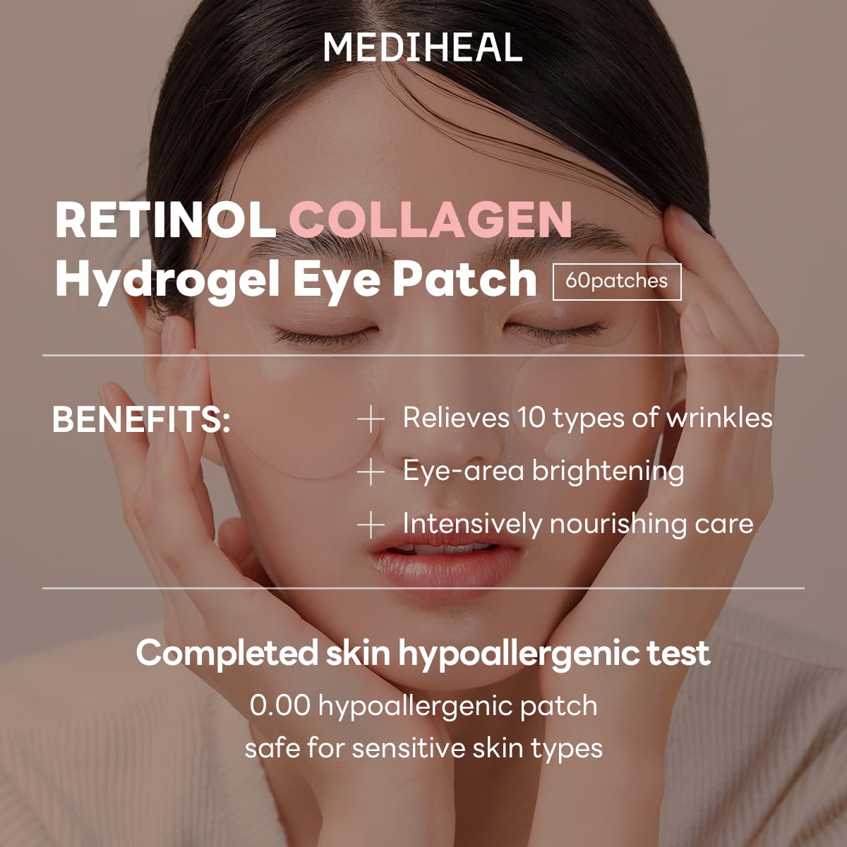 Mediheal Retinol Collagen Under Eye Patches - Korean Hydrogel Eye Pads with 95% Retinol & 5 Micro Collagen. Nourishing & Non Irritating Eye Gel Mask. Sealing Cap & Spatula Included.